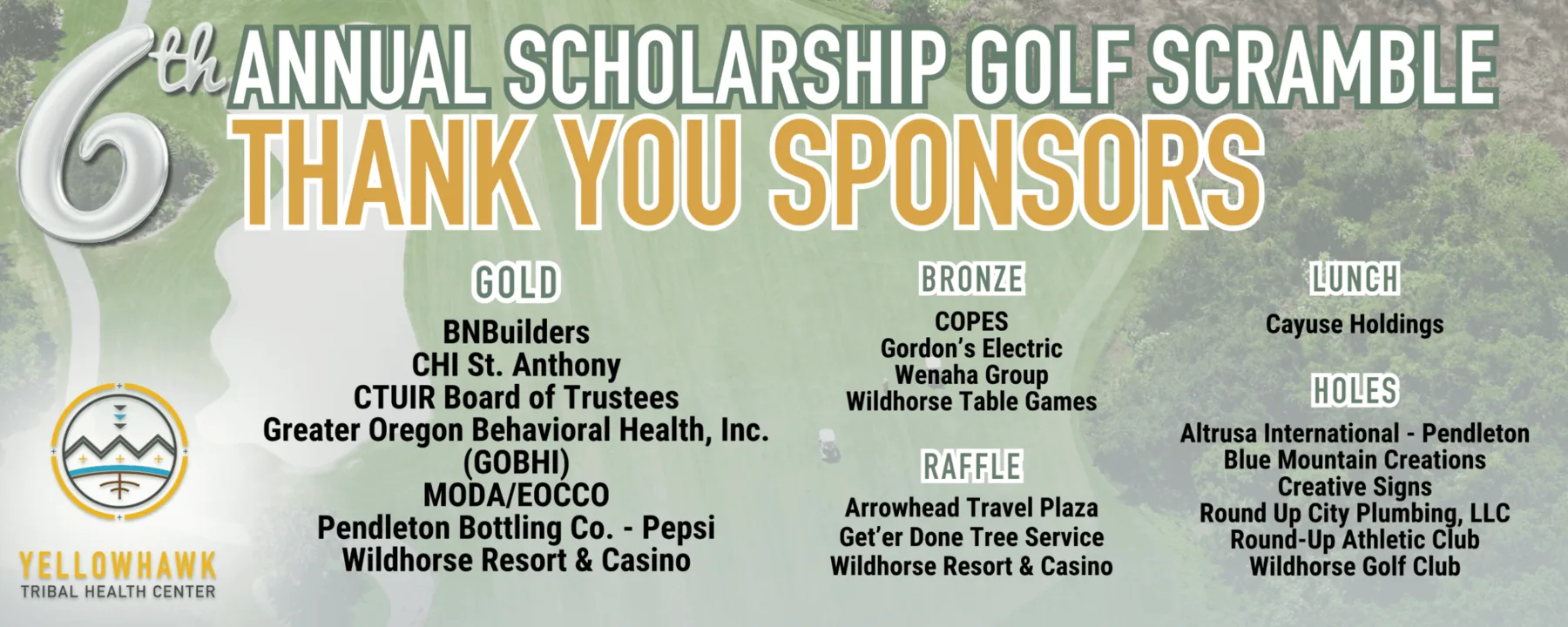 2026 Yellowhawk Scholarship Golf Scramble sponsors