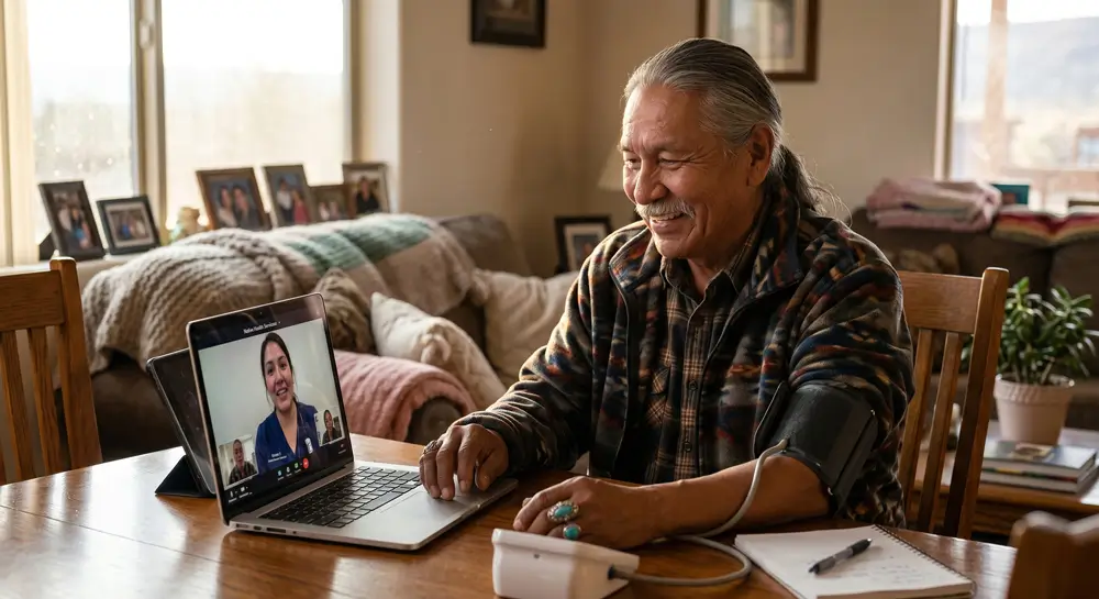 Patient using telehealth at home
