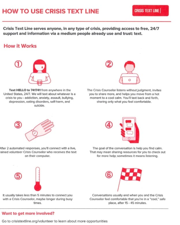 How To Use Crisis Text Line Yellowhawk Tribal Health Center
